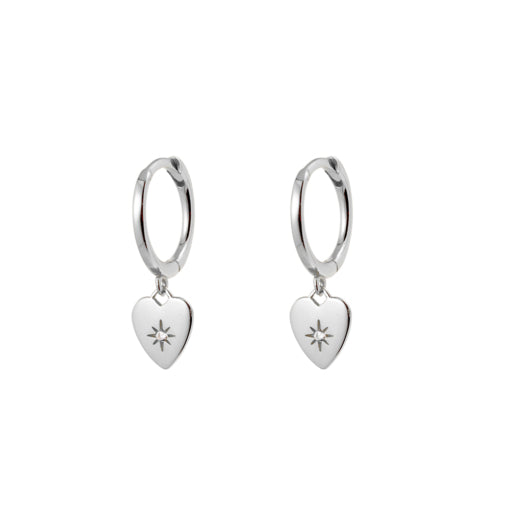 Heart Charm Sleepers Silver