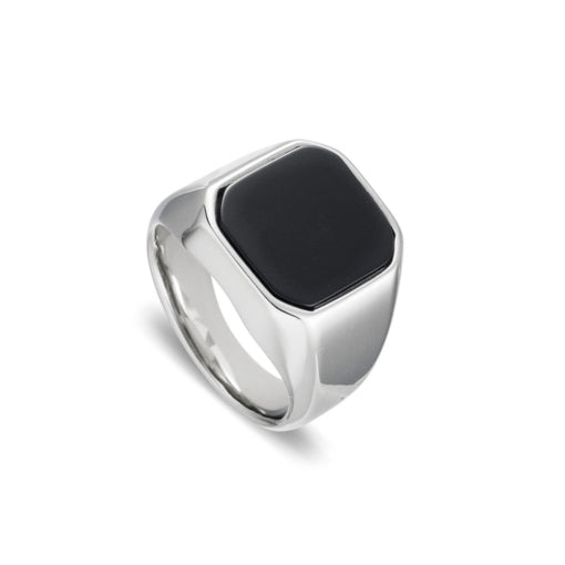 Squared Onyx Ring Silver (Mens)