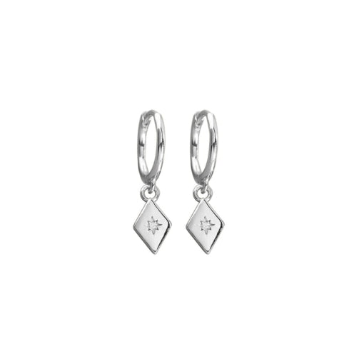 Rhombus Charm Earrings Silver