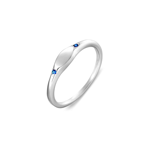 Blue Dropped Ring Silver